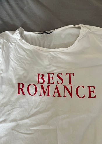 Beyaz Rahat Kesim Baskılı Kadın Tişört - Görsel 3