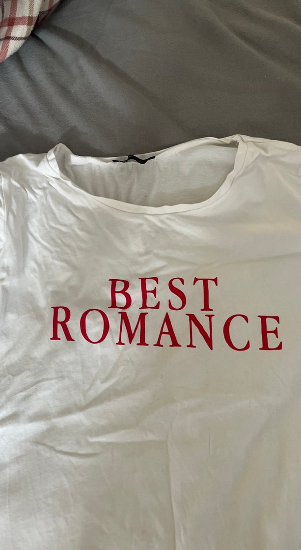 Beyaz Rahat Kesim Baskılı Kadın Tişört - Görsel 3