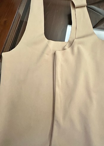 Bej Drapeli Kadın Kumaş Pantolon - Görsel 2