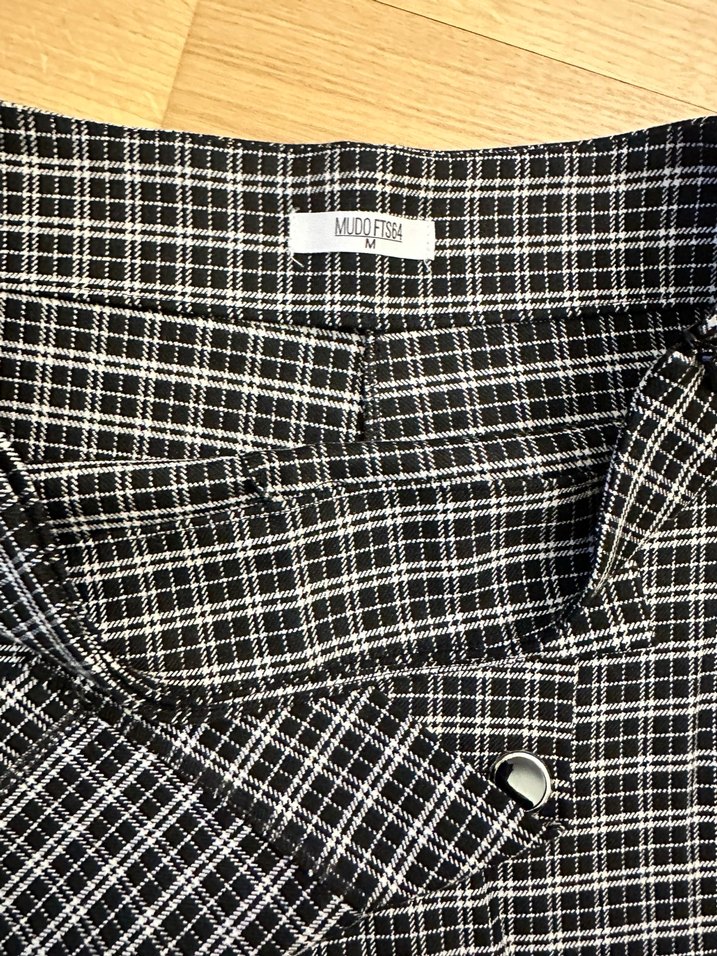 Kadın Siyah Ekose Pileli Mini Etek - Görsel 2