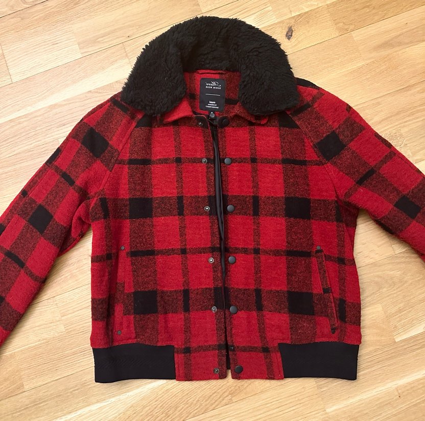 Kürk Detaylı Kırmızı Ekose Kadın Mont - Görsel 4