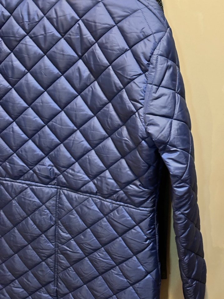 Düğmeli Mavi Kadın Midi Mont - Görsel 3