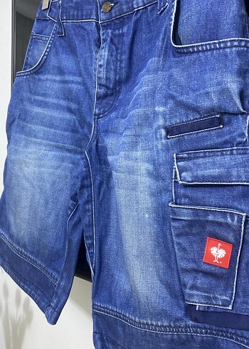 Erkek Renkli Kot Şort Bol Kesim - Görsel 5