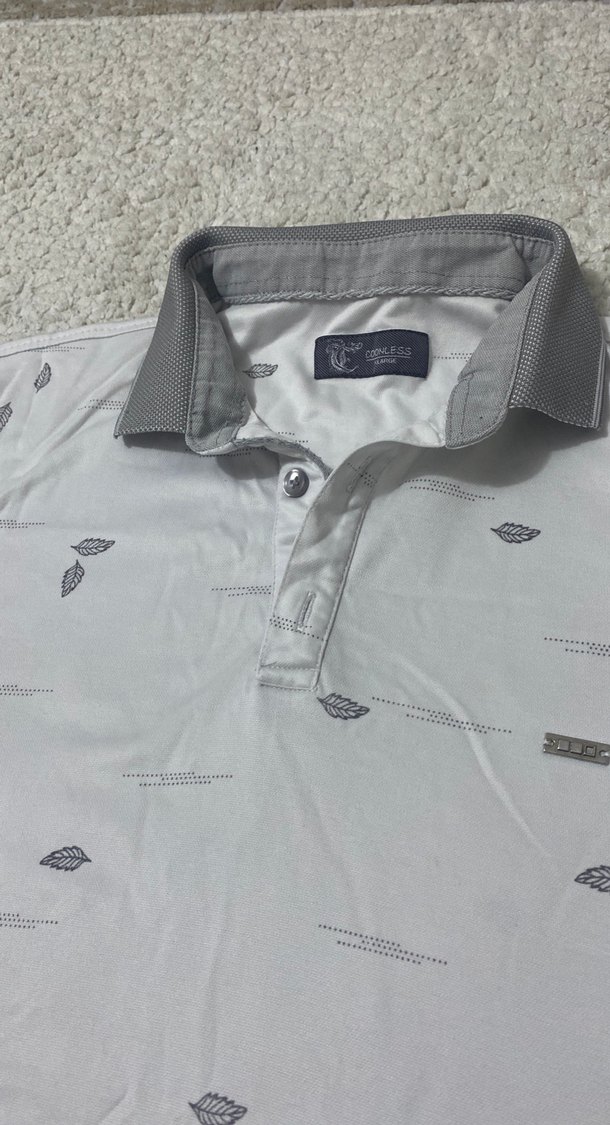 Gri Baskılı Kısa Kollu Polo Tişört - Görsel 2