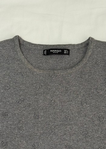 Gri Kadın Triko Bisiklet Yaka Kazak - Görsel 3