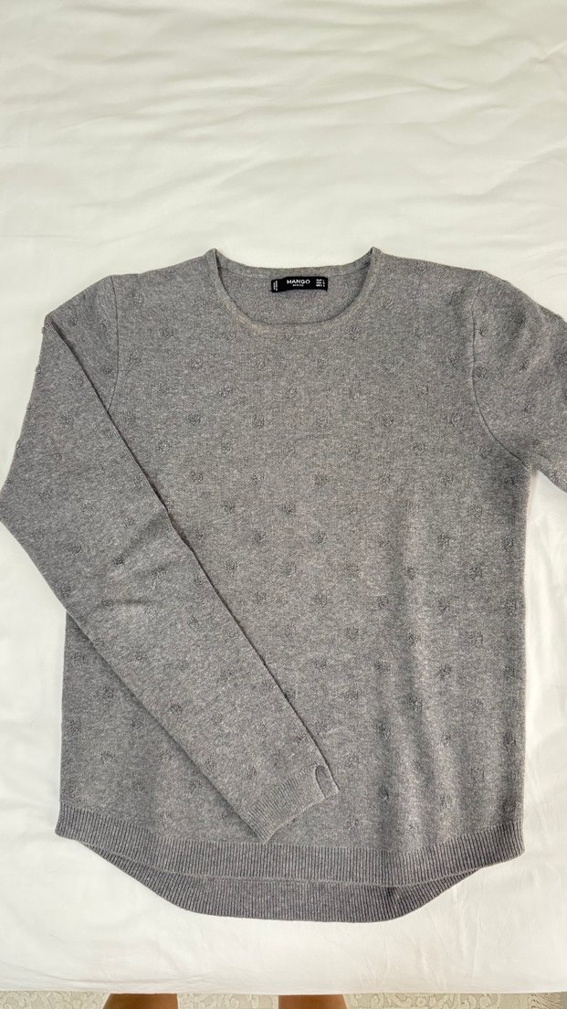 Gri Kadın Triko Bisiklet Yaka Kazak - Görsel 2