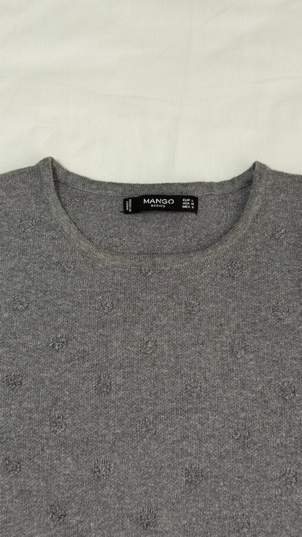 Gri Kadın Triko Bisiklet Yaka Kazak - Görsel 3