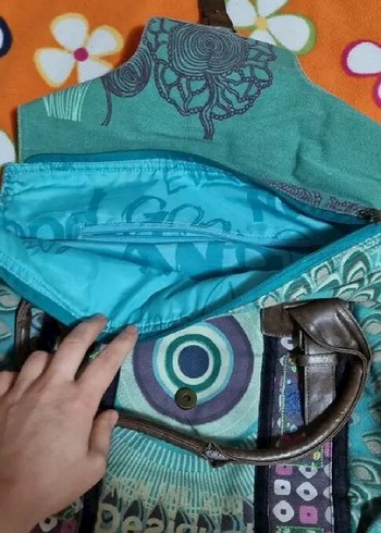 Turkuaz Bağcıklı Bohem Kadın Çanta - Görsel 5
