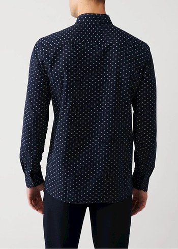 Lacivert Puantiyeli Erkek Denim Gömlek - Görsel 2