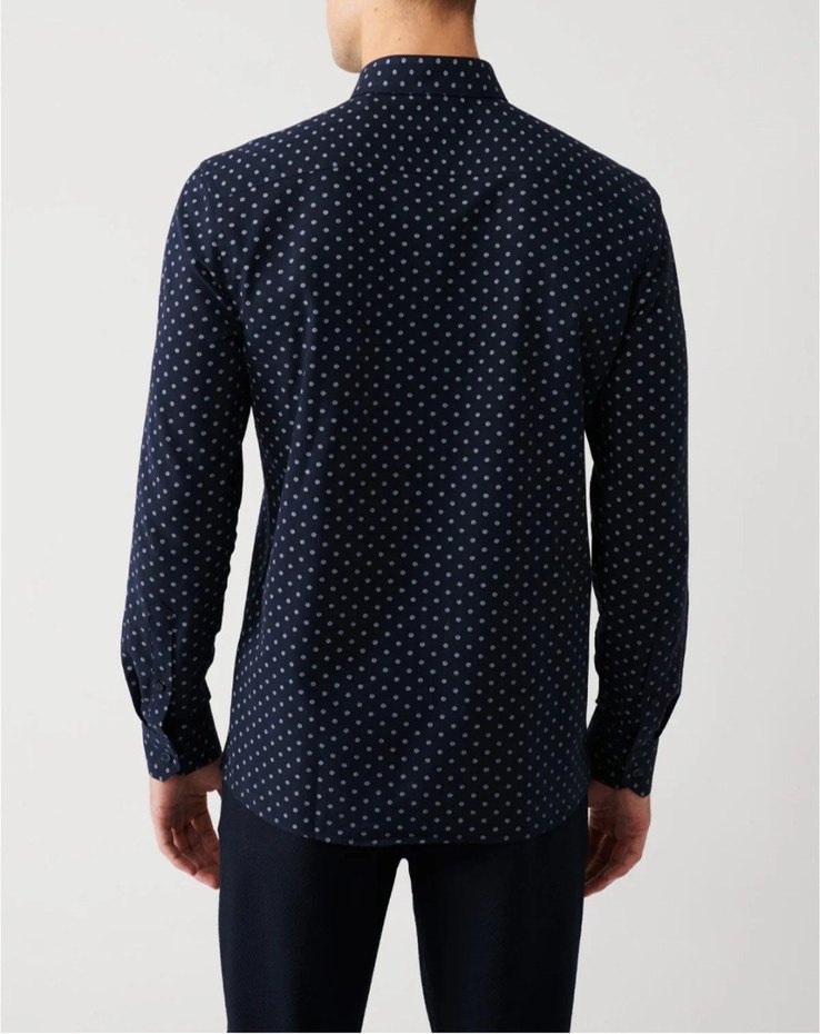 Lacivert Puantiyeli Erkek Denim Gömlek - Görsel 2