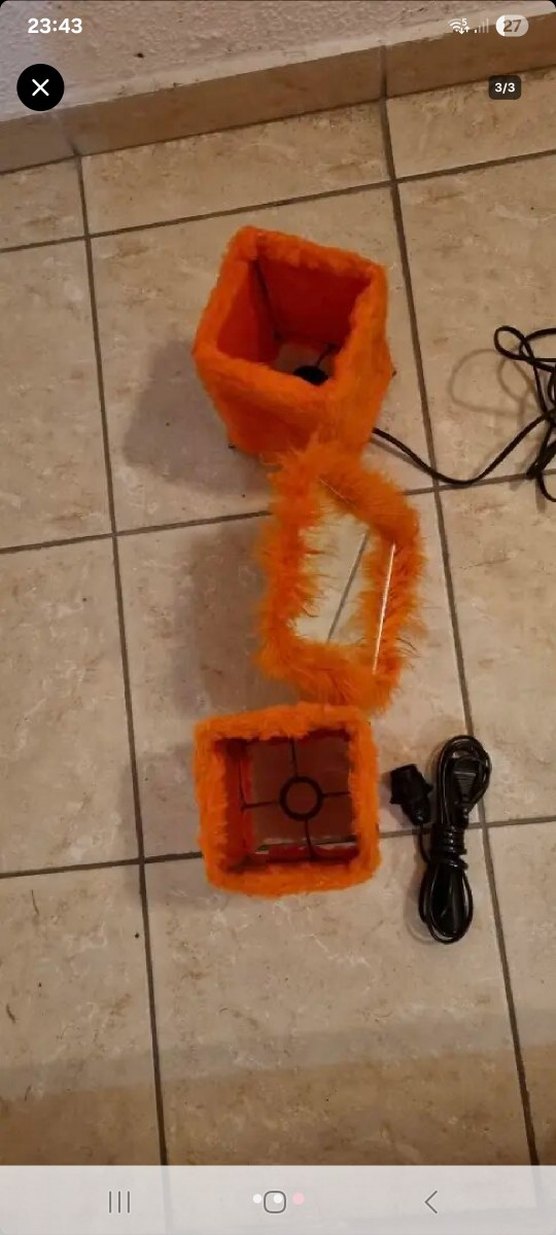 Turuncu Tüylü Lamba ve Ayna Seti - Görsel 2