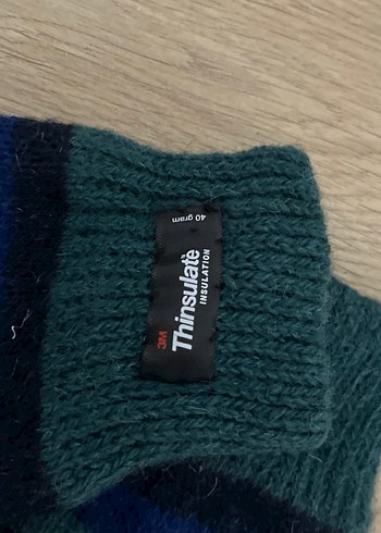 Erkek Çocuk Mavi Çizgili Örgü Eldiven - Görsel 2