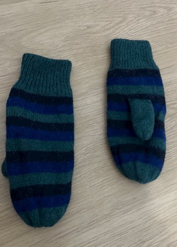 Erkek Çocuk Mavi Çizgili Örgü Eldiven - Görsel 3