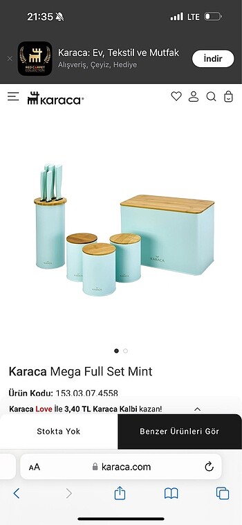 Karaca mega set kullanılmadı kutusu mevcuttur