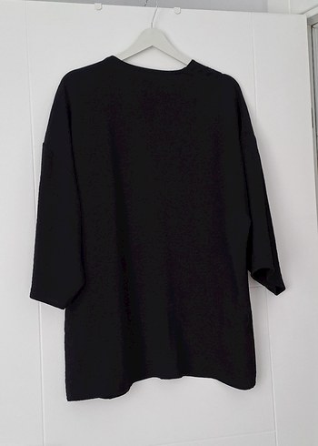 Kadın Siyah Midi Keten Kimono - Görsel 4