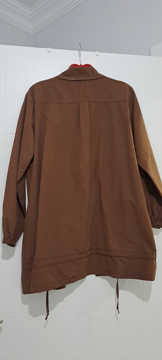 Düğmeli Kahverengi  Keten Gömlek - Görsel 5