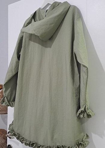 Uzun Kesim, Fırfırlı Keten Kadın Ceket - Görsel 7