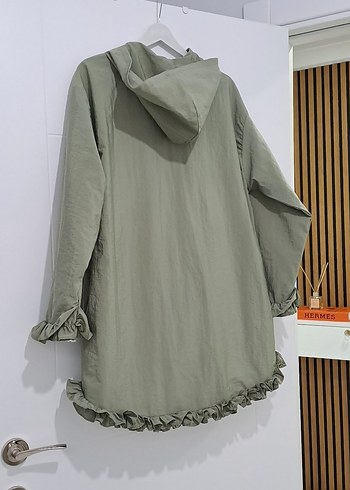 Uzun Kesim, Fırfırlı Keten Kadın Ceket - Görsel 6