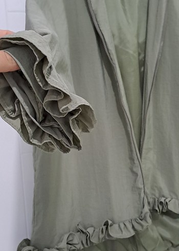 Uzun Kesim, Fırfırlı Keten Kadın Ceket - Görsel 3