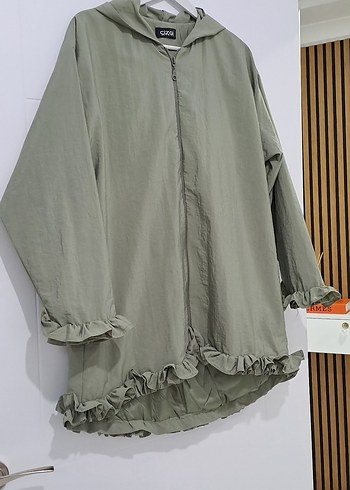 Uzun Kesim, Fırfırlı Keten Kadın Ceket - Görsel 5