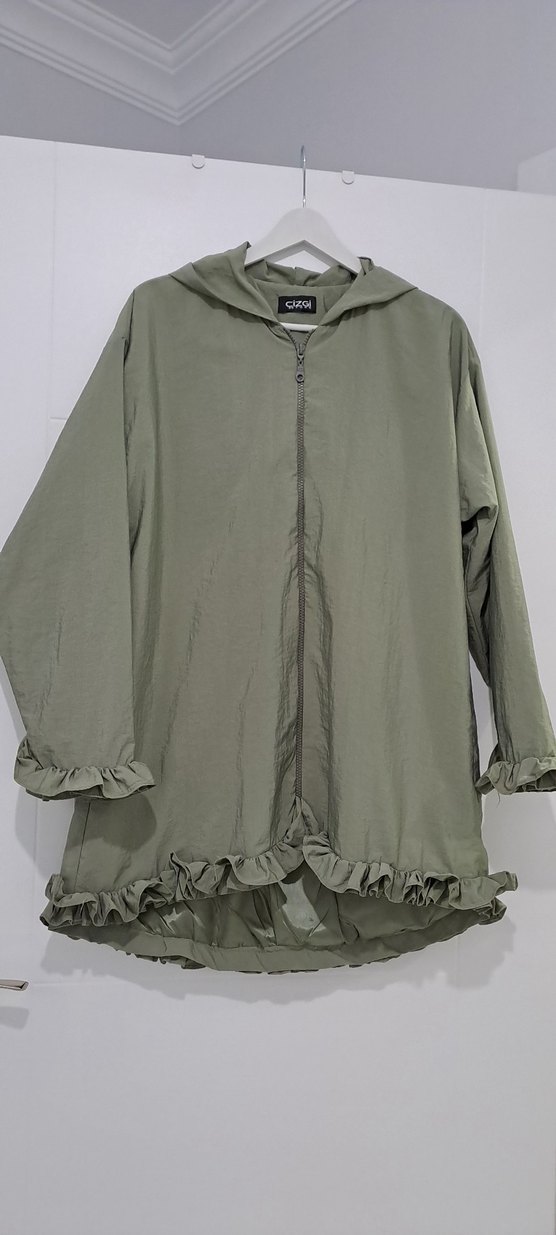 Uzun Kesim, Fırfırlı Keten Kadın Ceket - Görsel 4