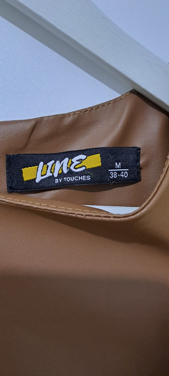 Kahverengi Deri Volanlı Uzun Elbise - Görsel 4