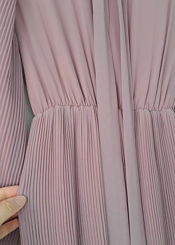 Pudra Pileli Uzun Elbise - Görsel 5