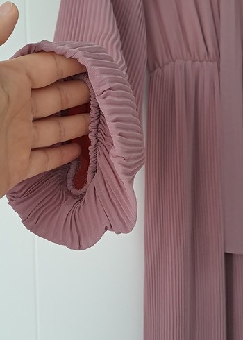 Pudra Pileli Uzun Elbise - Görsel 2