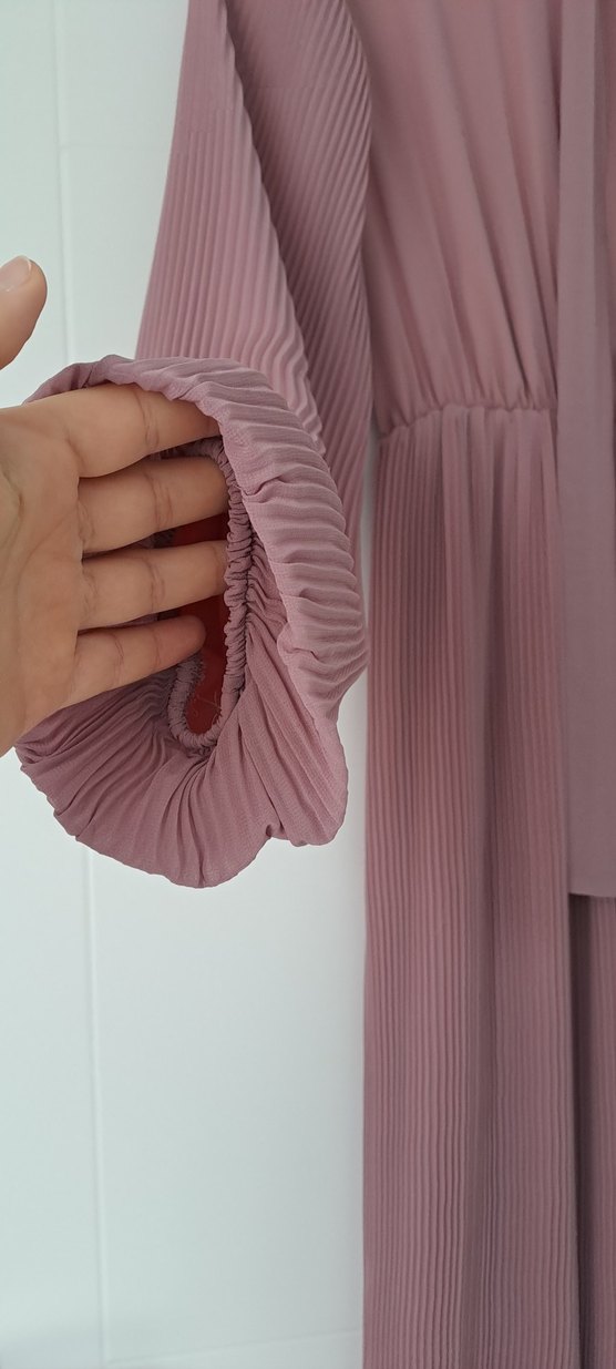 Pudra Pileli Uzun Elbise - Görsel 2