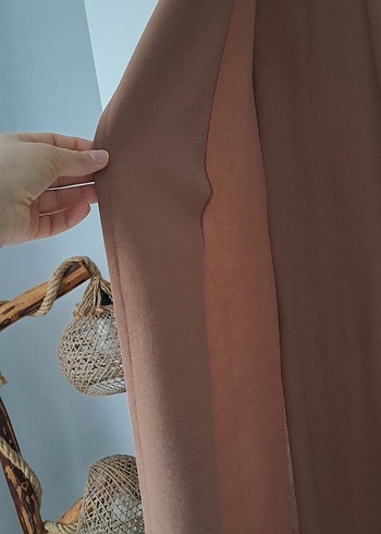 Bej Uzun Kadın Kaban Drapeli Notch Yaka - Görsel 2