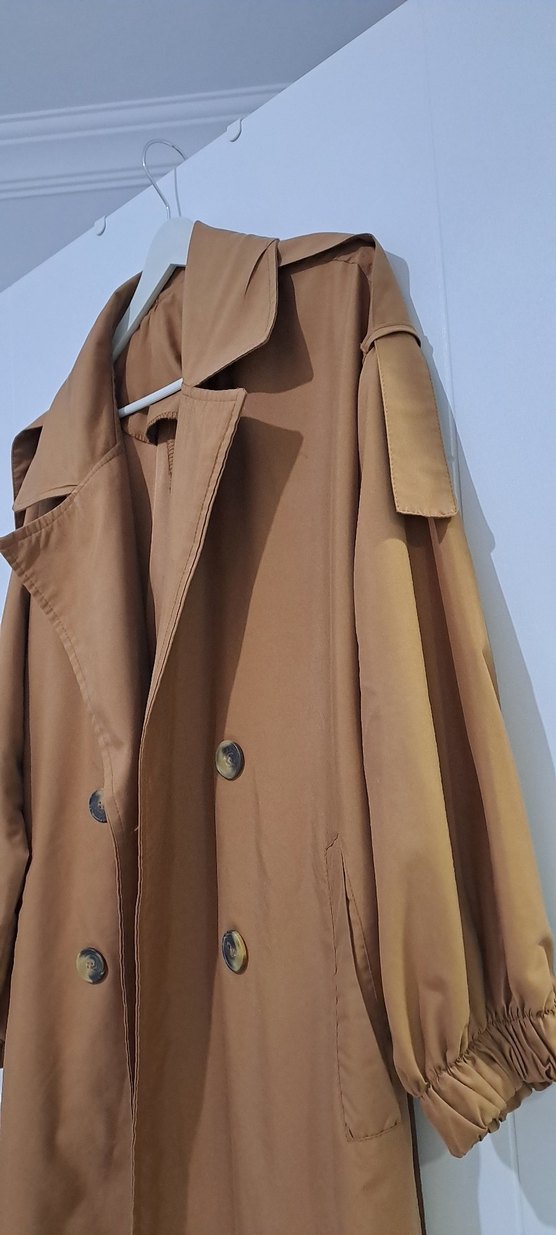 Kadın Bej Uzun Düğmeli Trençkot - Görsel 3
