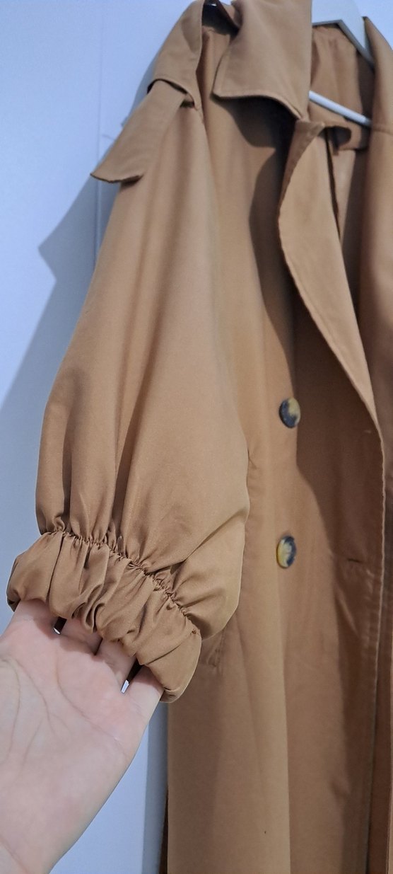 Kadın Bej Uzun Düğmeli Trençkot - Görsel 4