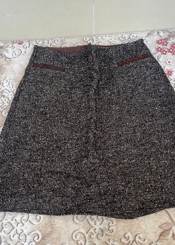 Düğmeli Gri Kadın Mini Etek