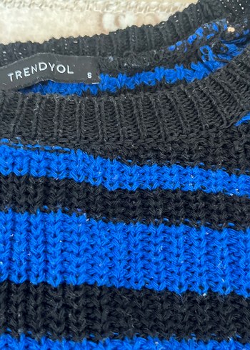 Trendyol & Milla Mavi Siyah Çizgili Kadın Triko Kazak