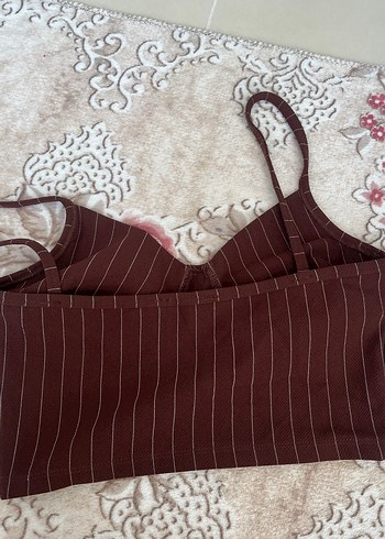 s Beden Bordo Çizgili V Yaka Kadın Bustiyer