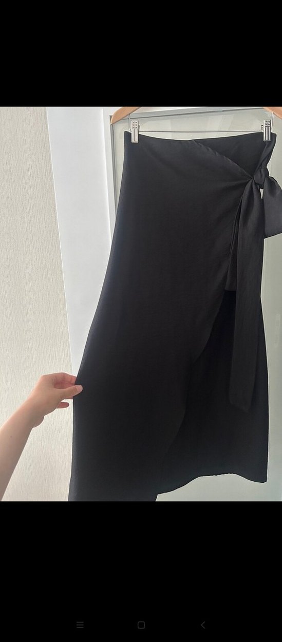 Siyah Kemerli Uzun Kadın Etek - Görsel 4