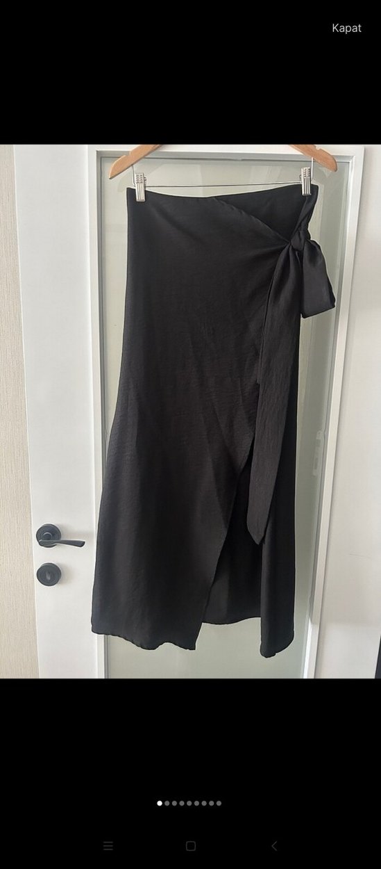 Siyah Kemerli Uzun Kadın Etek - Görsel 2