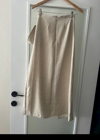 Bej Drapeli Uzun Kadın Etek - Görsel 4