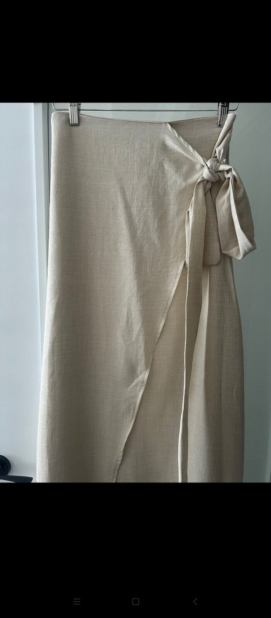 Bej Drapeli Uzun Kadın Etek - Görsel 3