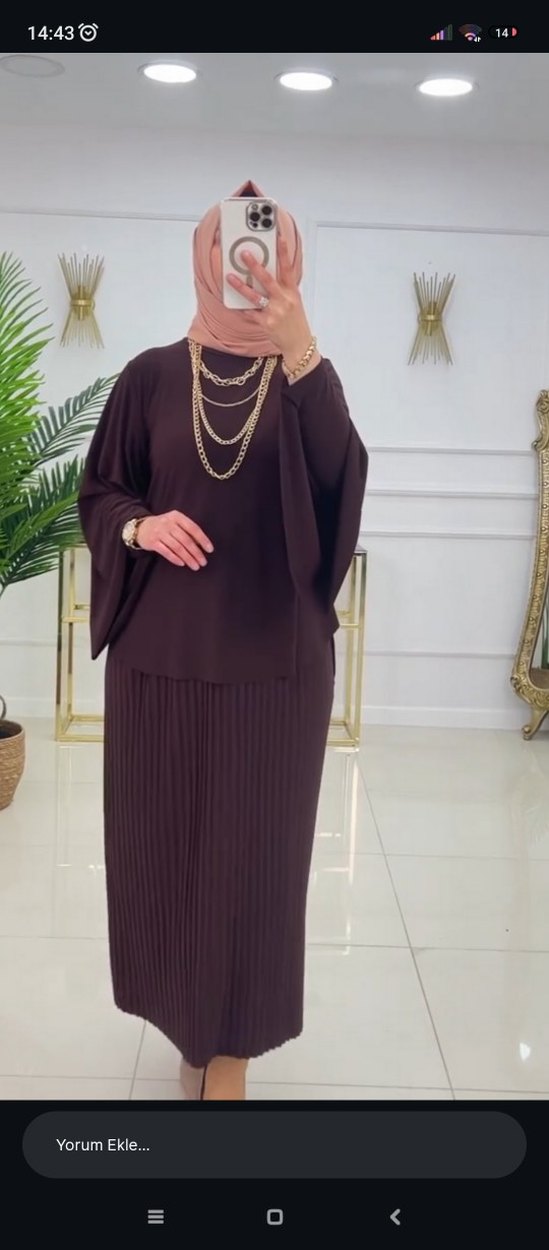 Kadın Yeşil Piliseli Uzun Elbise - Görsel 5