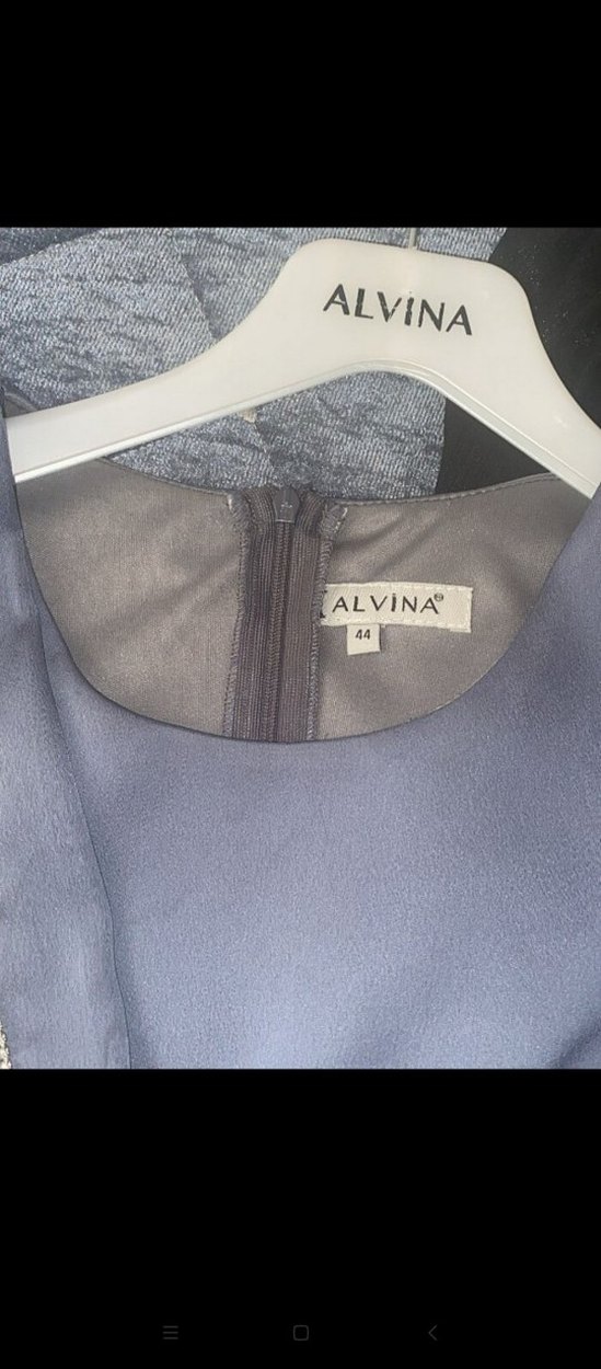 Nakışlı Gri Uzun Kollu Abiye Elbise - Görsel 2