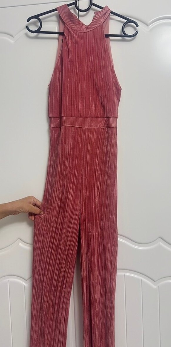 Kadın Pudra Pileli Uzun Tulum - Görsel 2