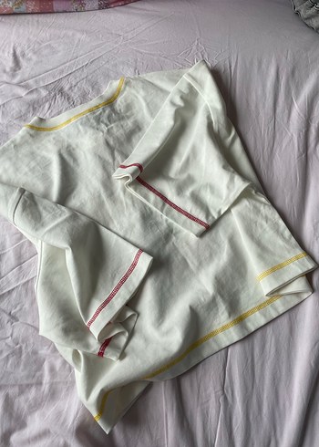 Beyaz Baskılı Kısa Kollu Kız Tişörtü - Görsel 2