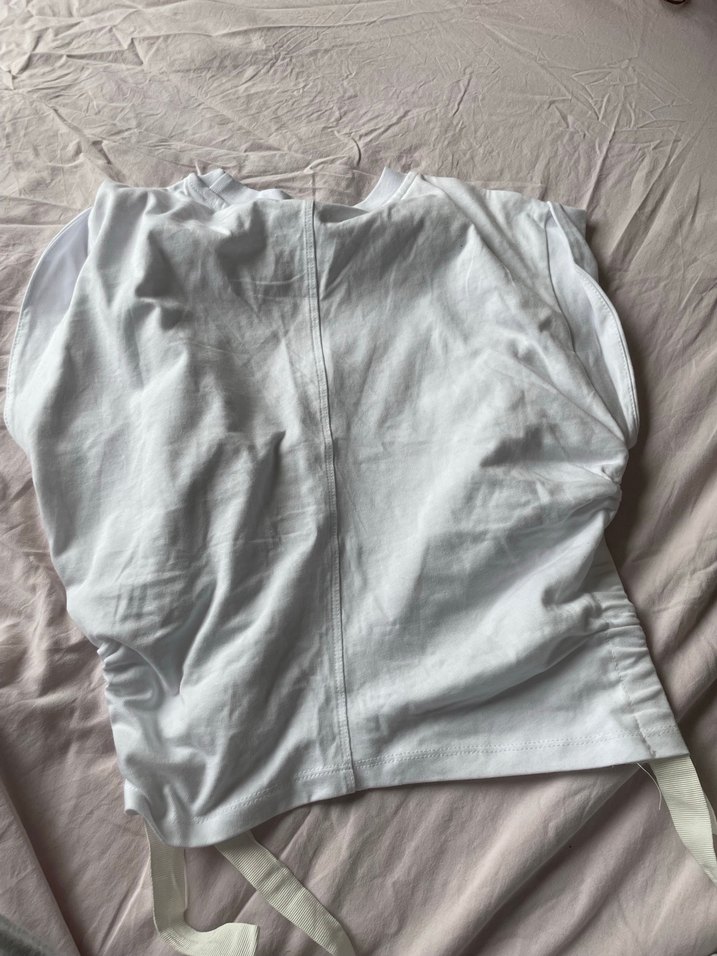 Kızlar için beyaz keten kısa kollu gömlek - Görsel 2