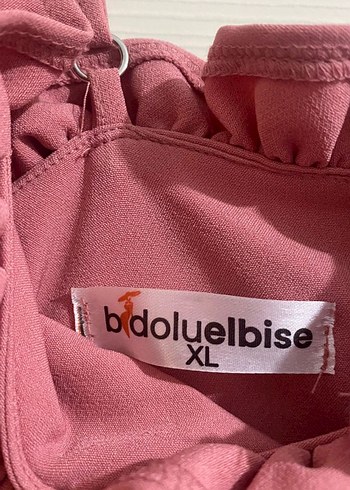 42 Beden pembe Renk Pembe Straplez Midi Elbise Fırfırlı