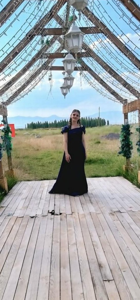 Saten Kumaşlı Lacivert Uzun Abiye Elbise - Görsel 2