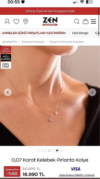 Zen Diamond Zen pırlanta kolye