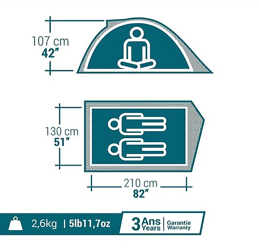 Beden DECATHLON 2 kişilik kamp çadır