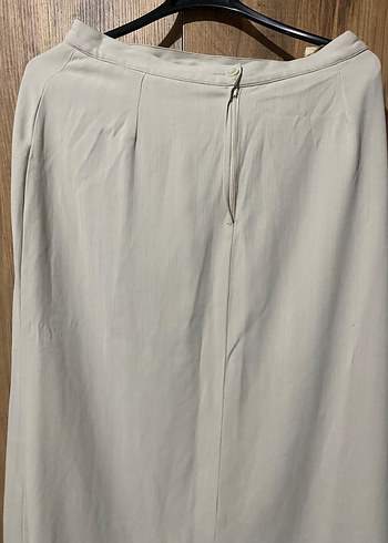 Bej uzun Keten Kadın Etek - Görsel 2