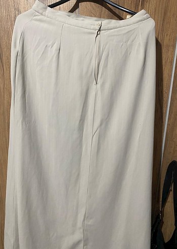 Bej uzun Keten Kadın Etek - Görsel 4